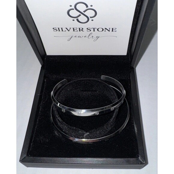 Silver Stone Jewelry Infinity Bracelet Etched Inside The Bracelet Couples Gift - Picture 1 of 5